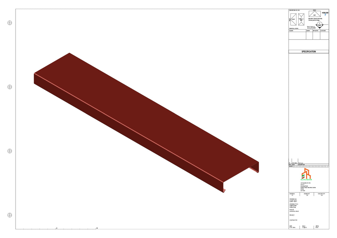 Aluminium Capping - Type 1 - Straight - 3000mm