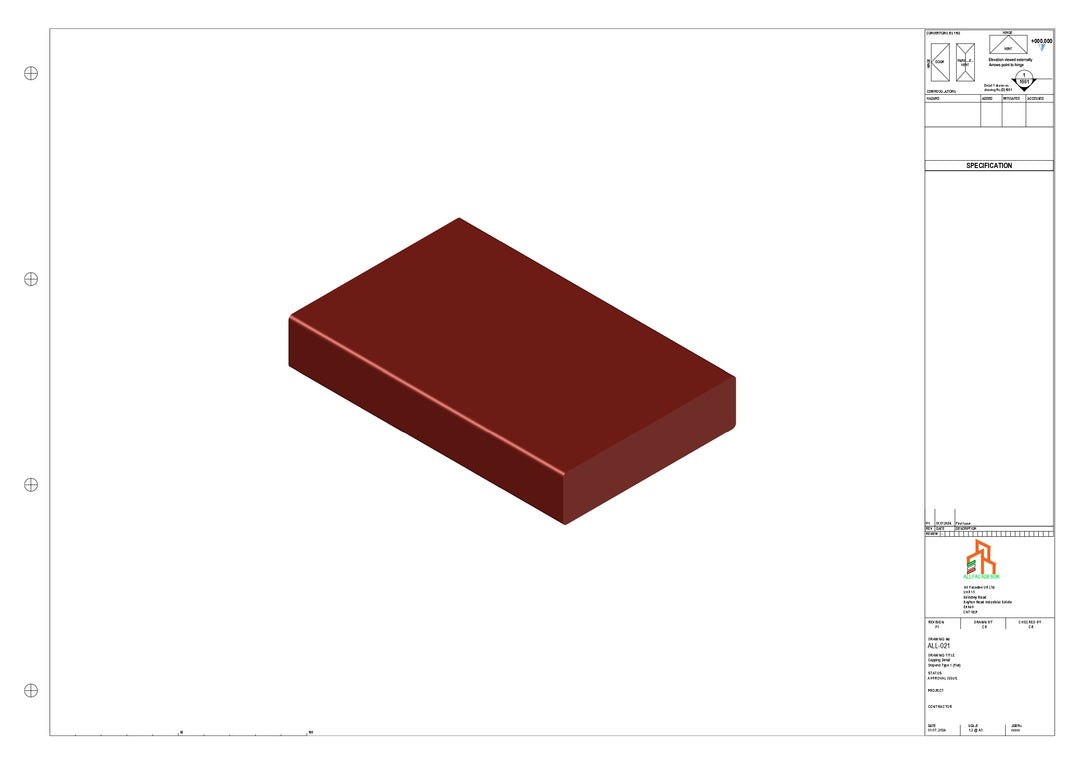 Aluminium Capping - Type 1 - Stopend - 300mm