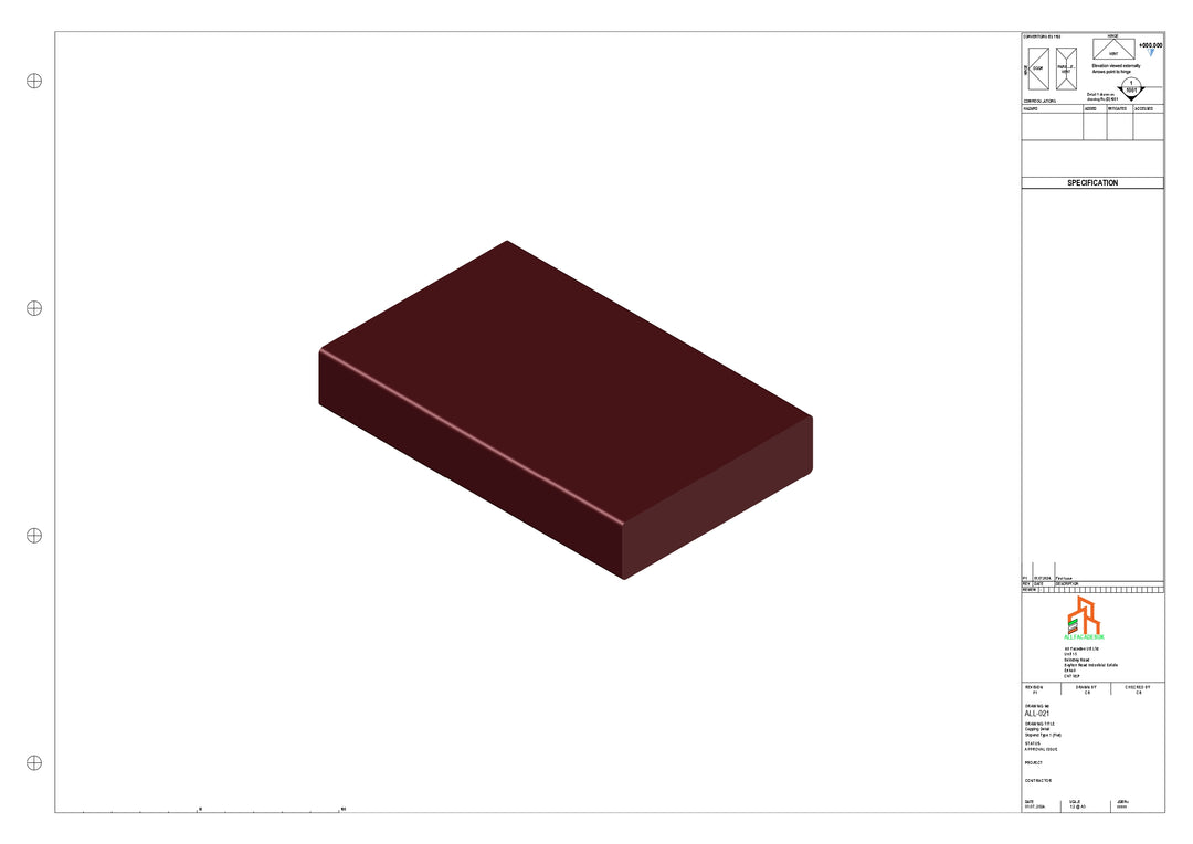 Aluminium Capping - Type 1 - Stopend - 300mm