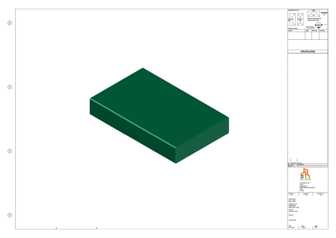 Aluminium Capping - Type 1 - Stopend - 300mm