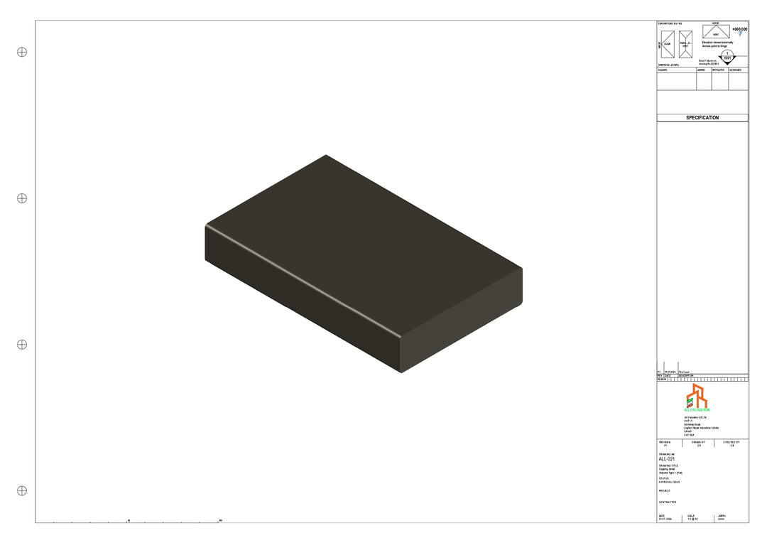 Aluminium Capping - Type 1 - Stopend - 300mm