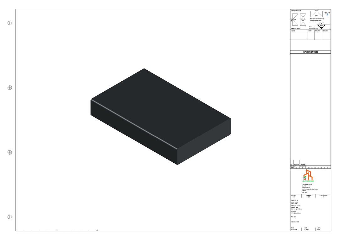 Aluminium Capping - Type 1 - Stopend - 300mm