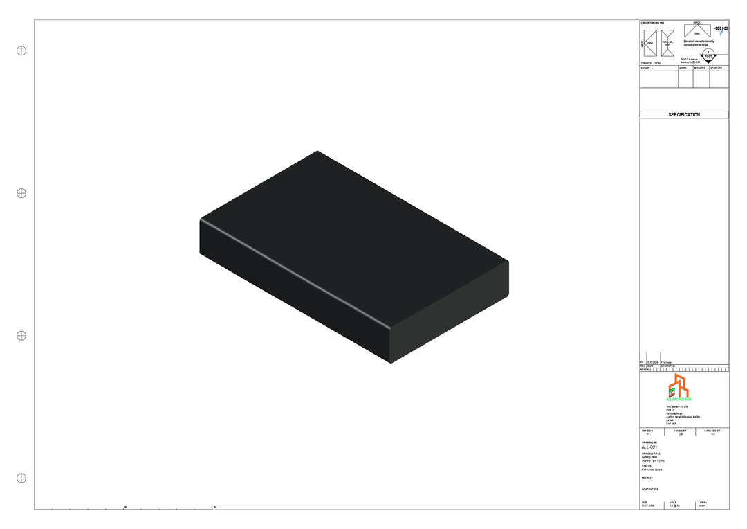 Aluminium Capping - Type 1 - Stopend - 300mm