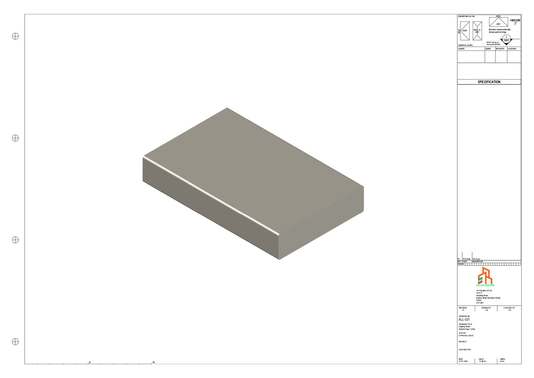 Aluminium Capping - Type 1 - Stopend - 300mm