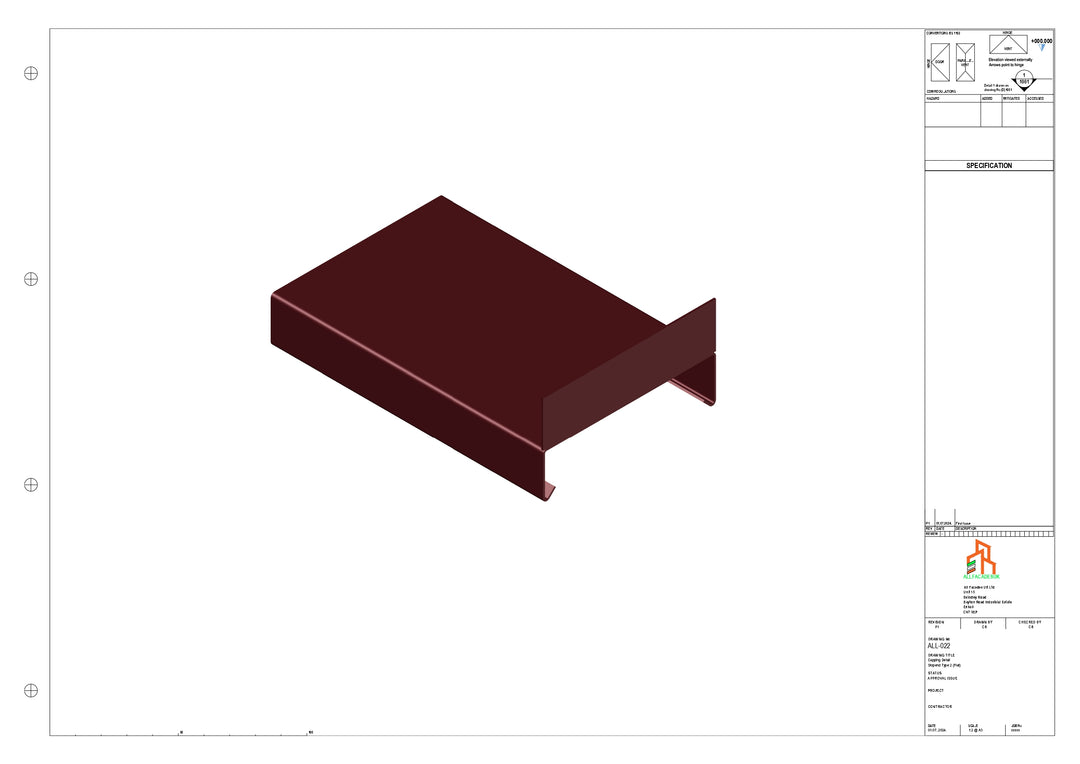 Aluminium Capping - Type 1 - Stopend - 01  - 300mm