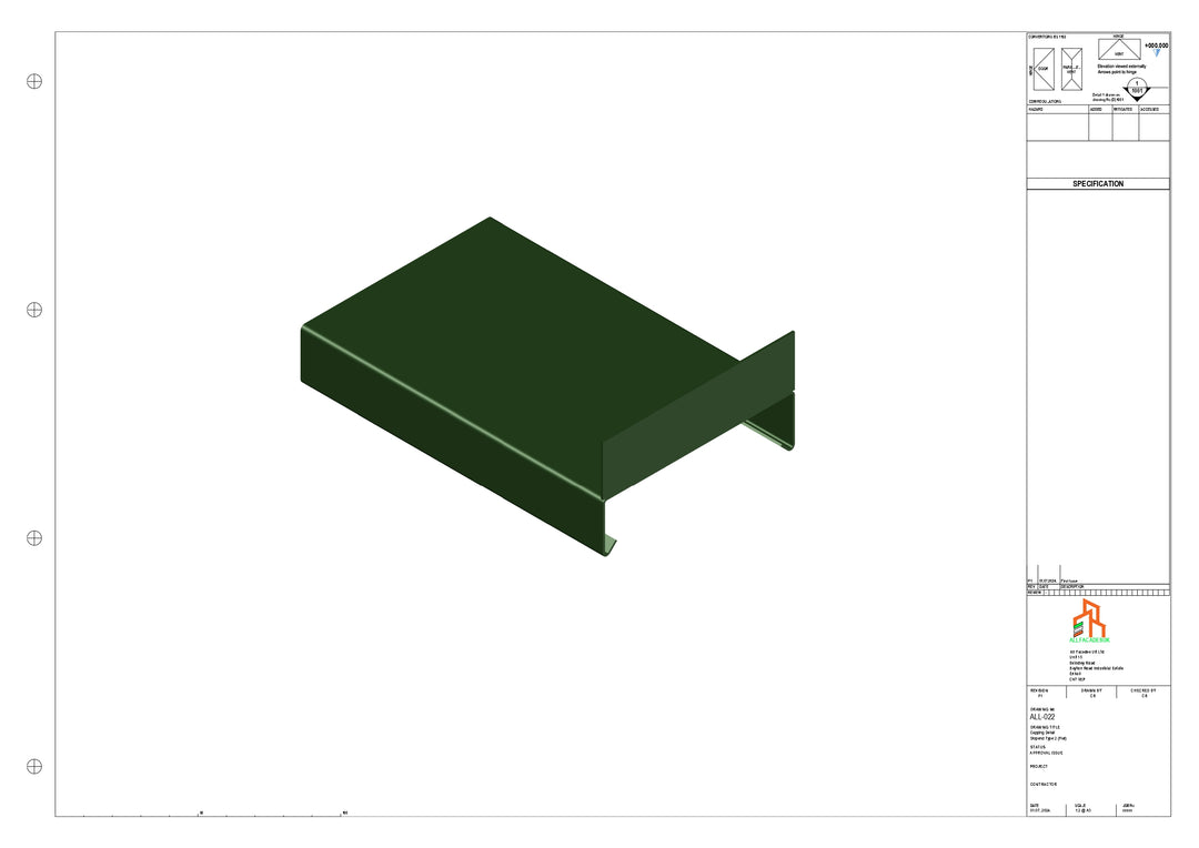 Aluminium Capping - Type 1 - Stopend - 01  - 300mm
