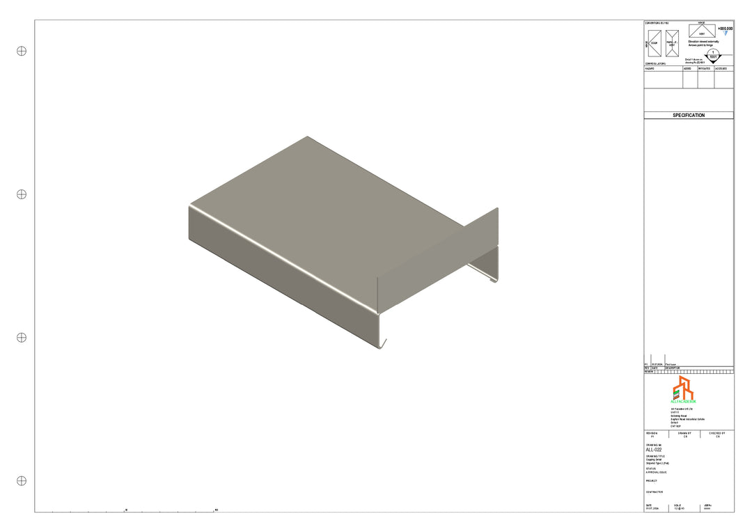Aluminium Capping - Type 1 - Stopend - 01  - 300mm