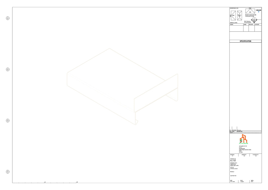 Aluminium Capping - Type 1 - Stopend - 01  - 300mm