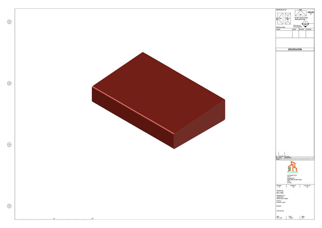Aluminium Capping - Type 2 - Stopend - 300mm