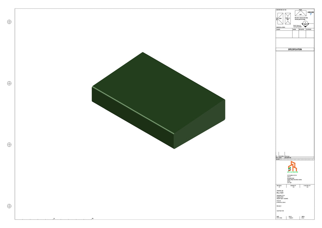 Aluminium Capping - Type 2 - Stopend - 300mm