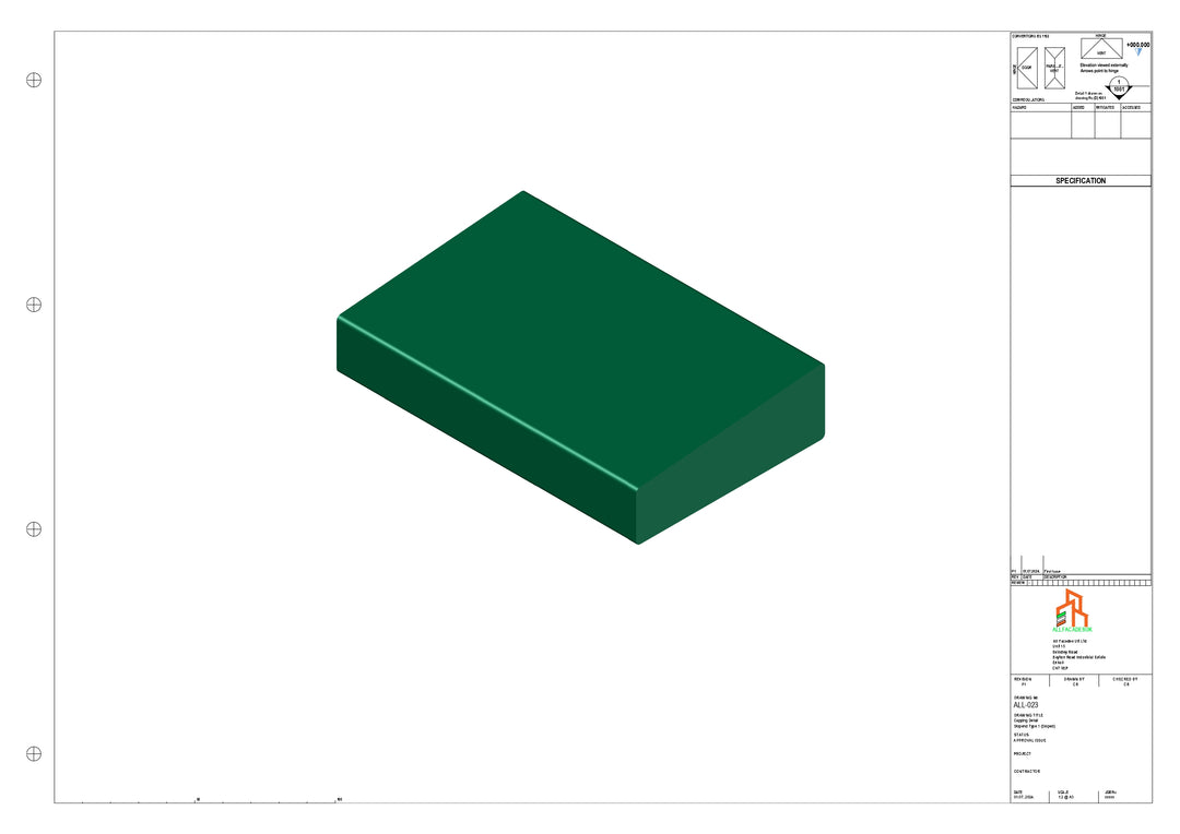 Aluminium Capping - Type 2 - Stopend - 300mm