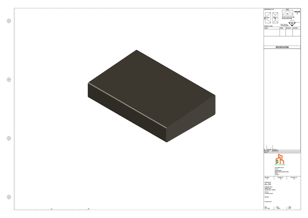 Aluminium Capping - Type 2 - Stopend - 300mm
