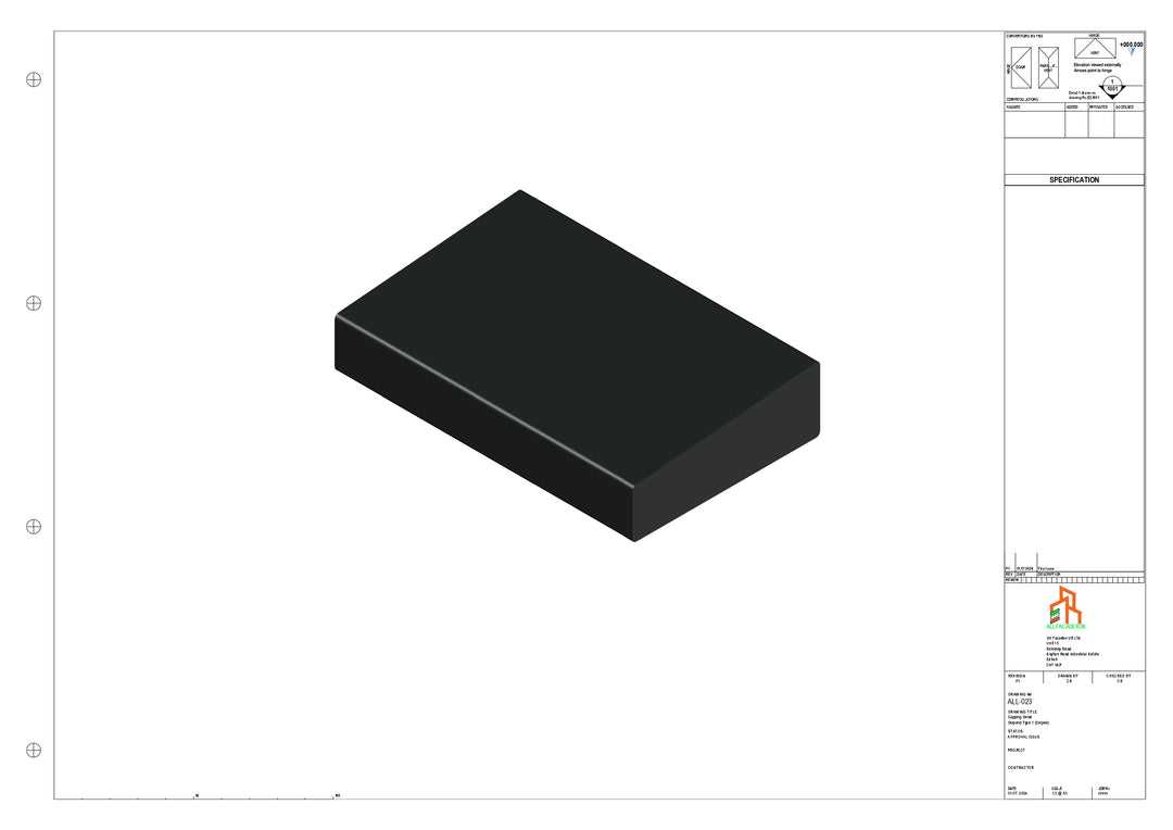 Aluminium Capping - Type 2 - Stopend - 300mm