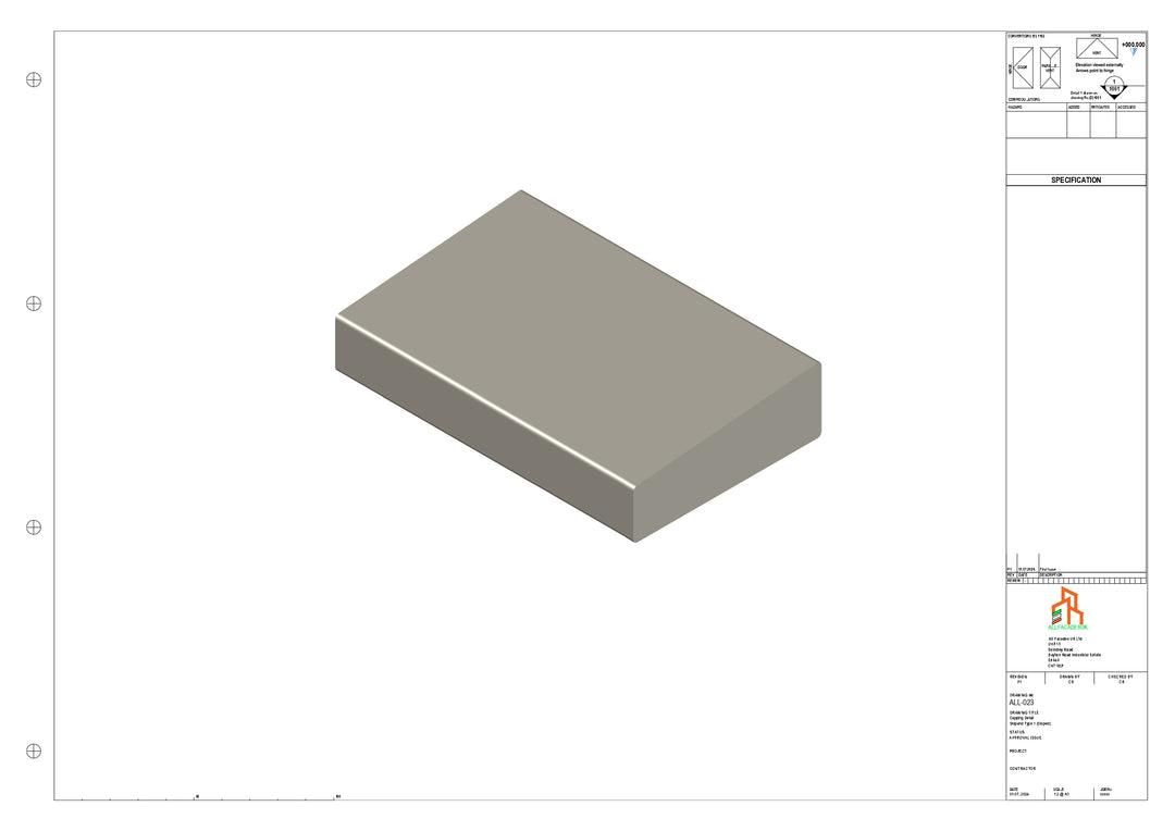 Aluminium Capping - Type 2 - Stopend - 300mm