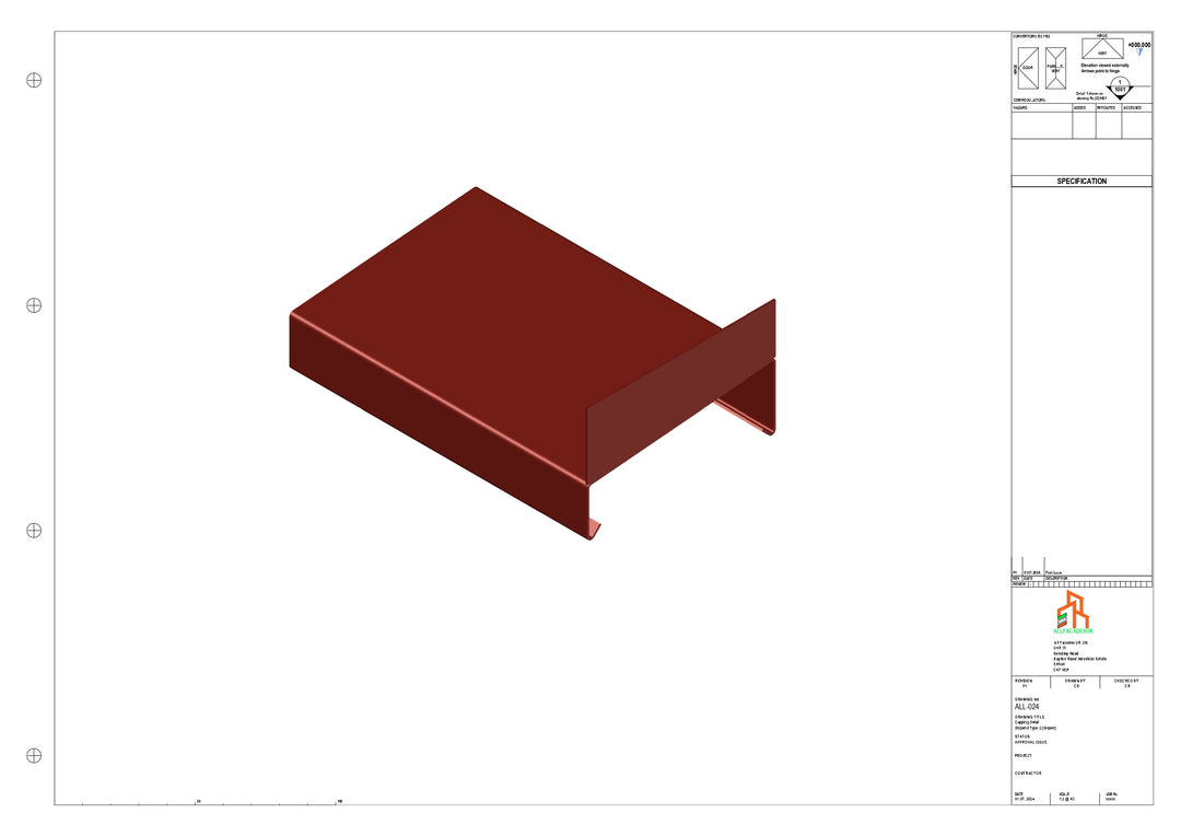 Aluminium Capping - Type 2 - Stopend - 01 -300mm