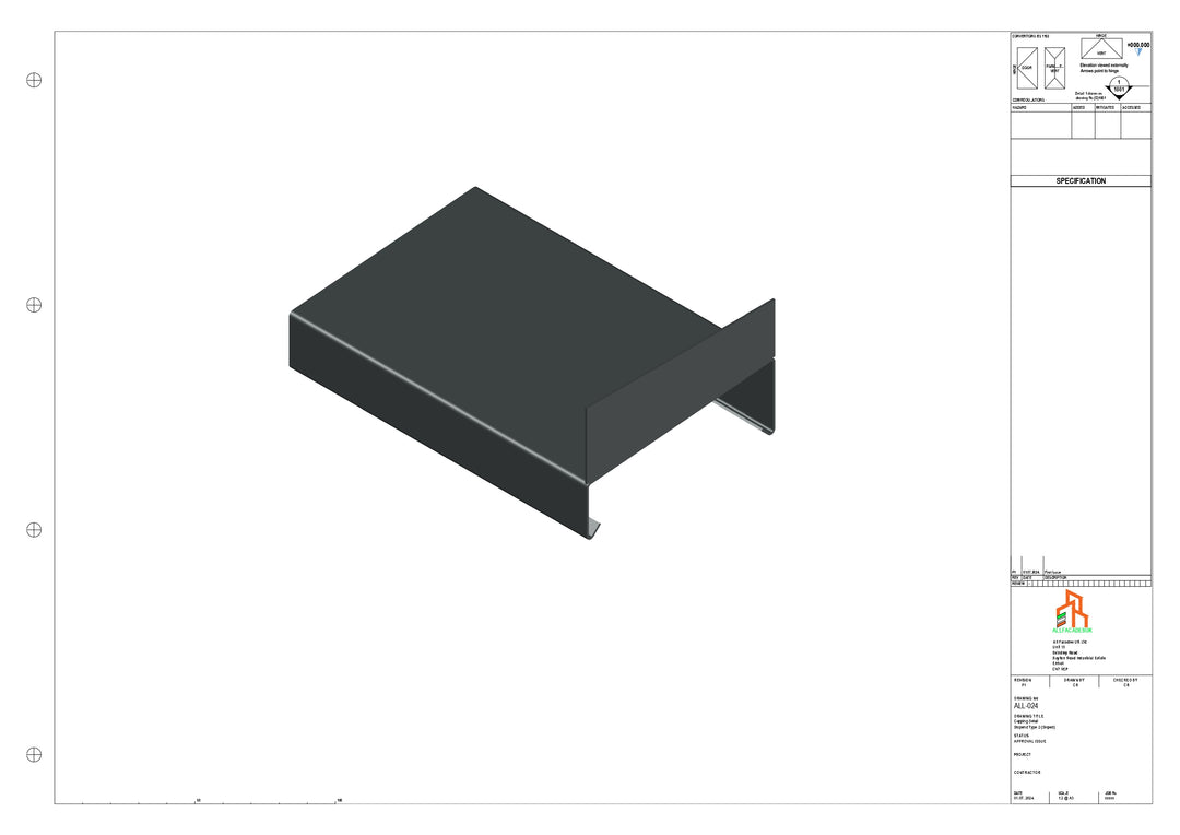 Aluminium Capping - Type 2 - Stopend - 01 -300mm