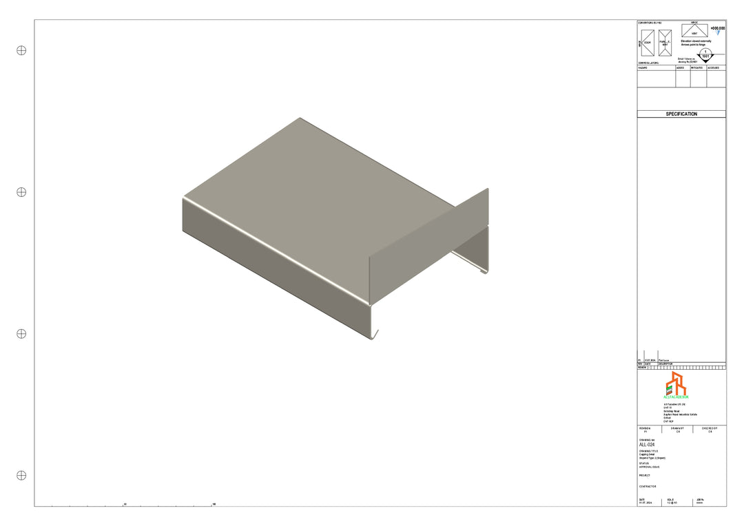 Aluminium Capping - Type 2 - Stopend - 01 -300mm