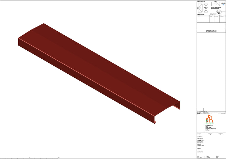 Aluminium Capping - Type 3 - Straight - 3000mm