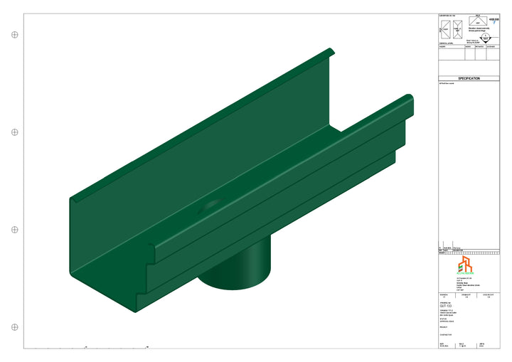 Aluminium Cranked Gutter - Type 10 - Centre Spout - 63 Dia