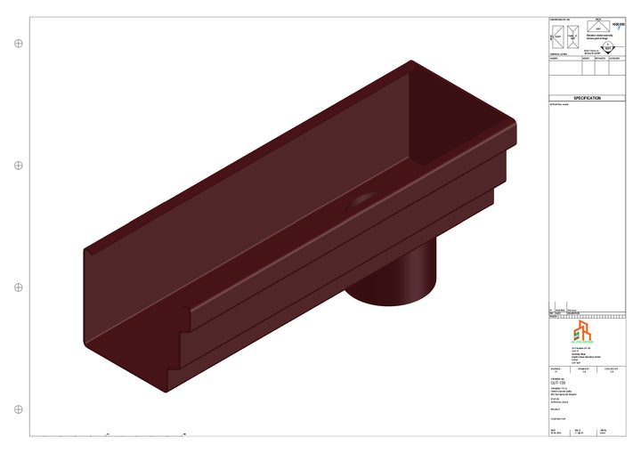 Aluminium Cranked Gutter - Type 10 - End Spout - 62 Dia