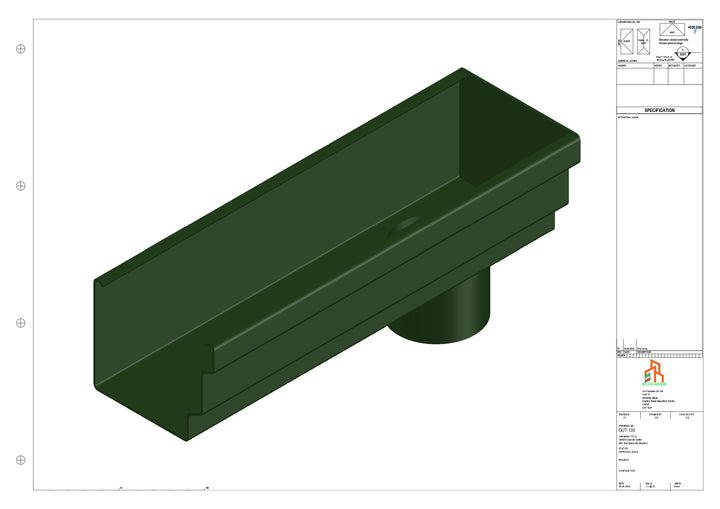 Aluminium Cranked Gutter - Type 10 - End Spout - 62 Dia