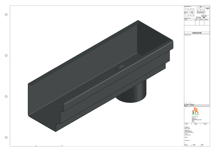 Aluminium Cranked Gutter - Type 10 - End Spout - 62 Dia