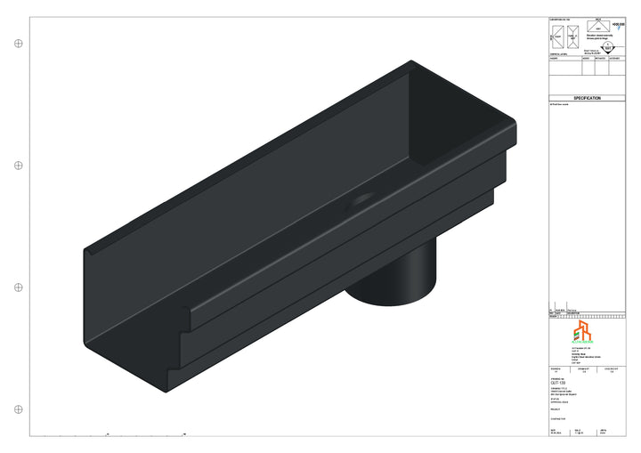 Aluminium Cranked Gutter - Type 10 - End Spout - 62 Dia