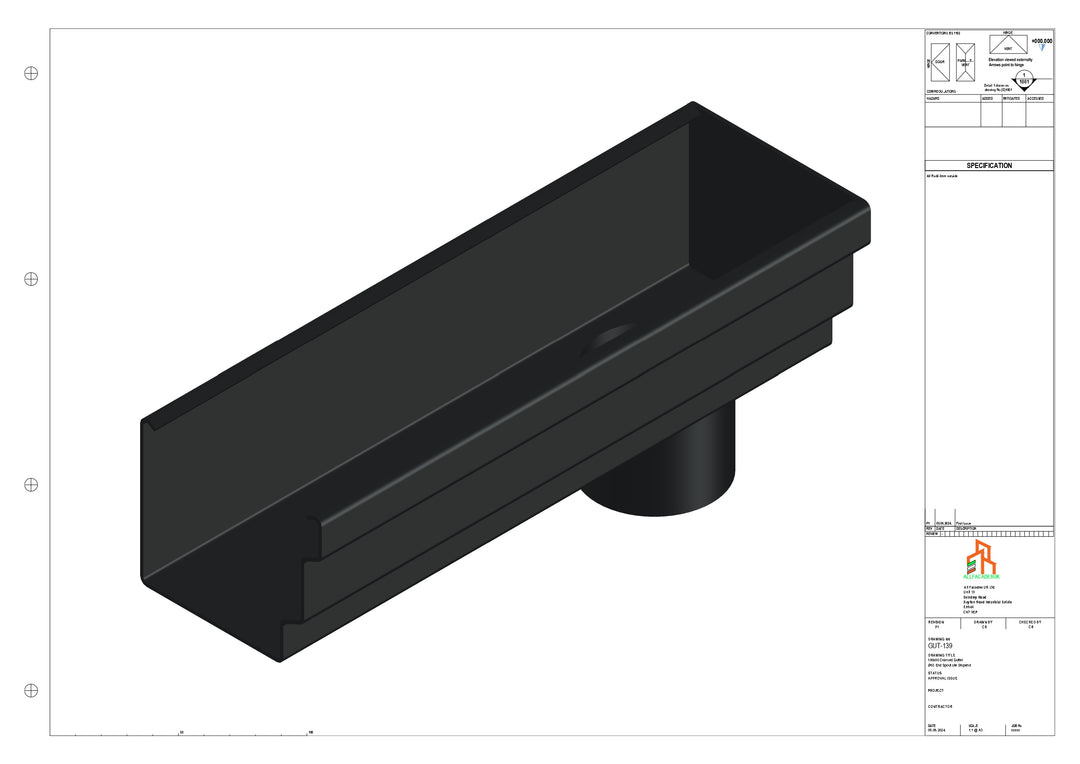 Aluminium Cranked Gutter - Type 10 - End Spout - 62 Dia