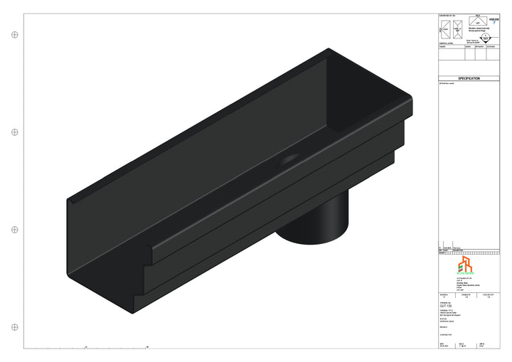 Aluminium Cranked Gutter - Type 10 - End Spout - 62 Dia