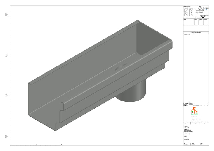 Aluminium Cranked Gutter - Type 10 - End Spout - 62 Dia