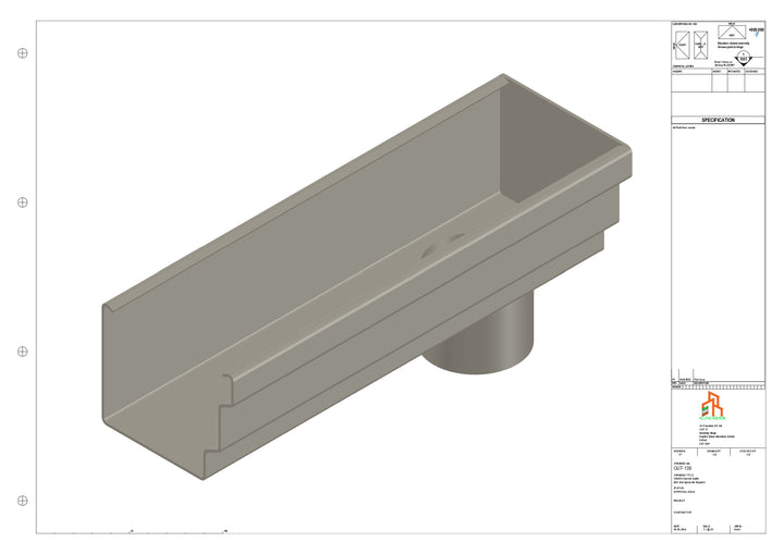 Aluminium Cranked Gutter - Type 10 - End Spout - 62 Dia
