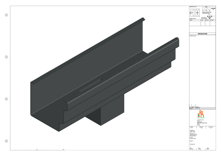 Aluminium Cranked Gutter - Type 10 - Centre Spout - 63 Sq