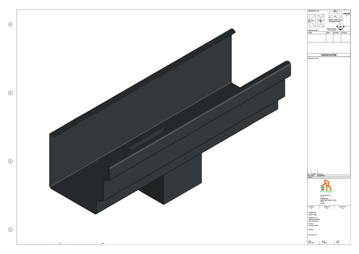 Aluminium Cranked Gutter - Type 10 - Centre Spout - 63 Sq