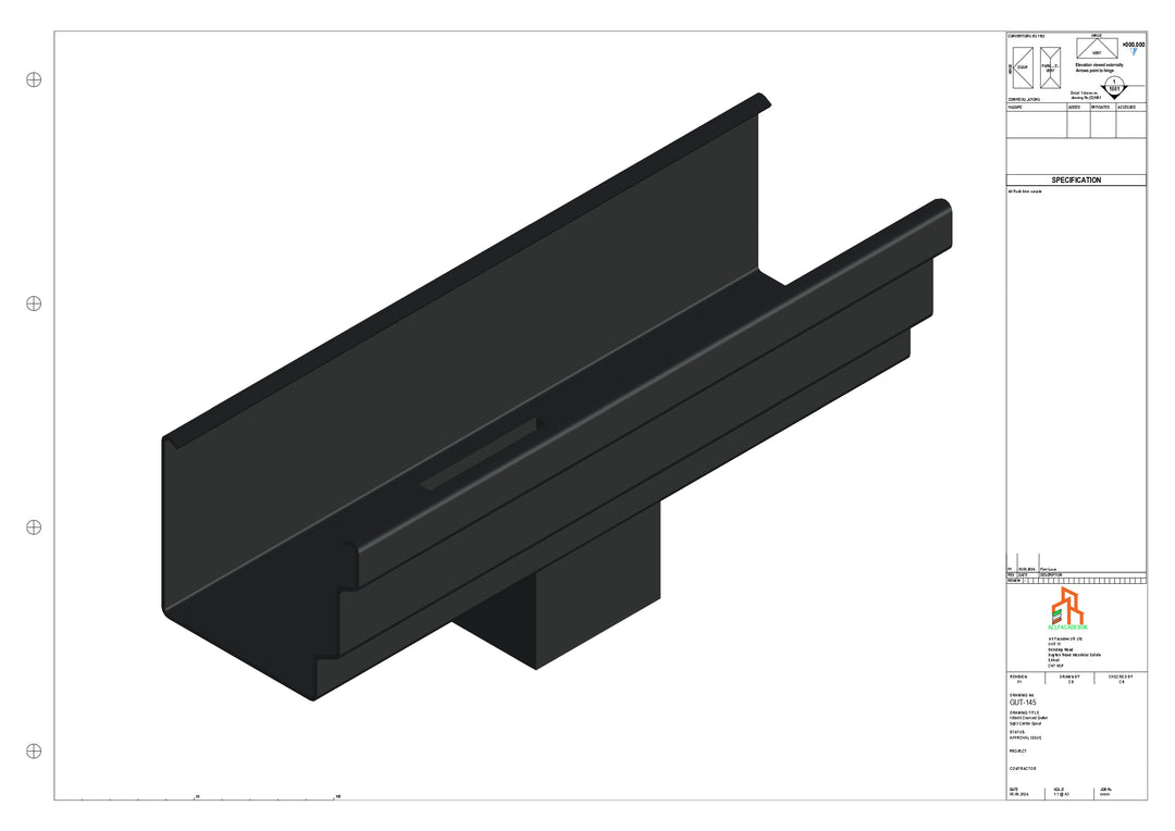Aluminium Cranked Gutter - Type 10 - Centre Spout - 63 Sq