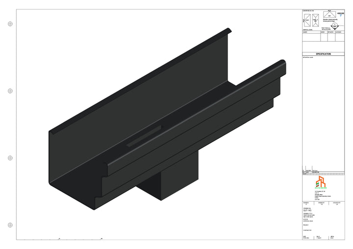 Aluminium Cranked Gutter - Type 10 - Centre Spout - 63 Sq