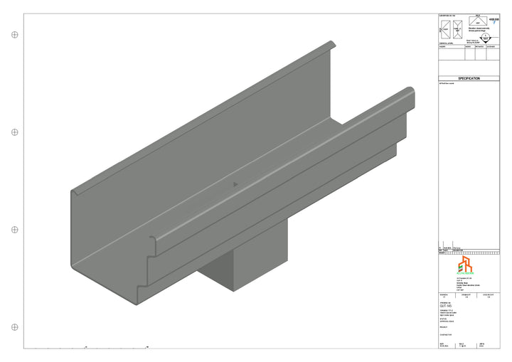 Aluminium Cranked Gutter - Type 10 - Centre Spout - 63 Sq