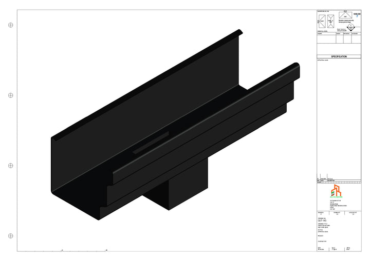Aluminium Cranked Gutter - Type 10 - Centre Spout - 63 Sq