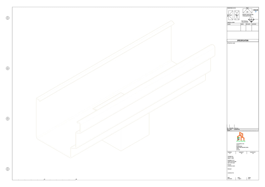 Aluminium Cranked Gutter - Type 10 - Centre Spout - 63 Sq