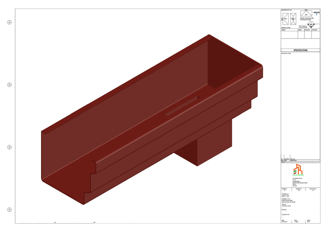 Aluminium Cranked Gutter - Type 10 - End Spout - 63 Sq