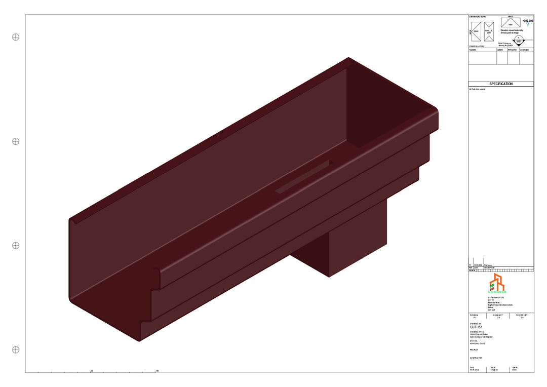 Aluminium Cranked Gutter - Type 10 - End Spout - 63 Sq