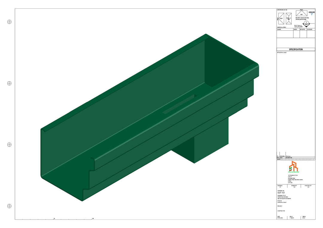Aluminium Cranked Gutter - Type 10 - End Spout - 63 Sq