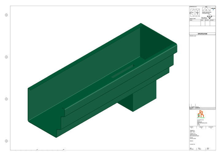 Aluminium Cranked Gutter - Type 10 - End Spout - 63 Sq