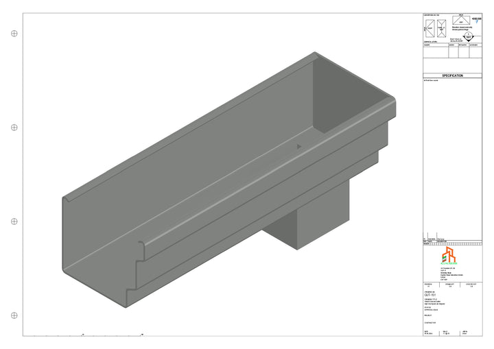Aluminium Cranked Gutter - Type 10 - End Spout - 63 Sq