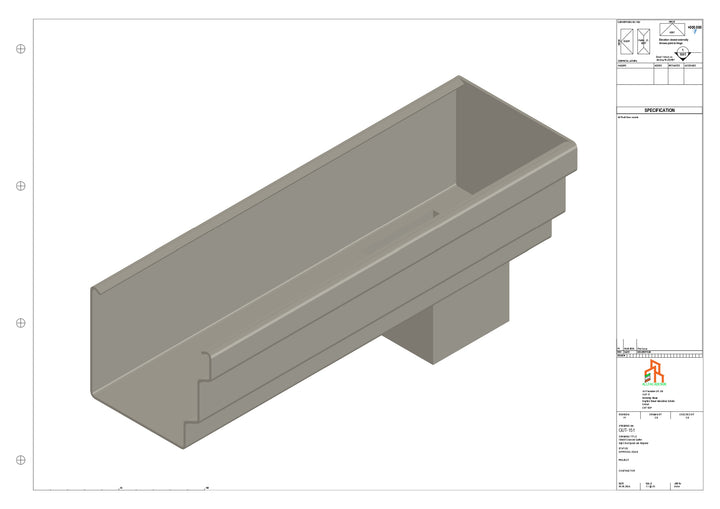 Aluminium Cranked Gutter - Type 10 - End Spout - 63 Sq