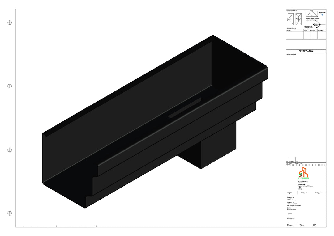 Aluminium Cranked Gutter - Type 10 - End Spout - 63 Sq