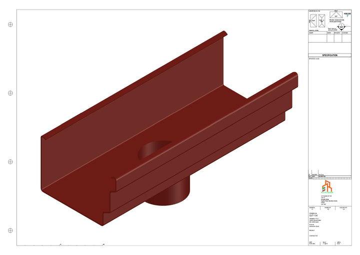 Aluminium Cranked Gutter - Type 11 - Centre Spout - 63 Dia