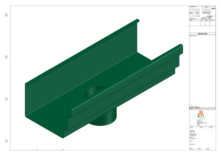 Aluminium Cranked Gutter - Type 11 - Centre Spout - 63 Dia