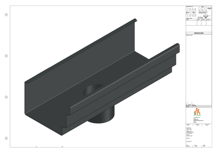 Aluminium Cranked Gutter - Type 11 - Centre Spout - 63 Dia