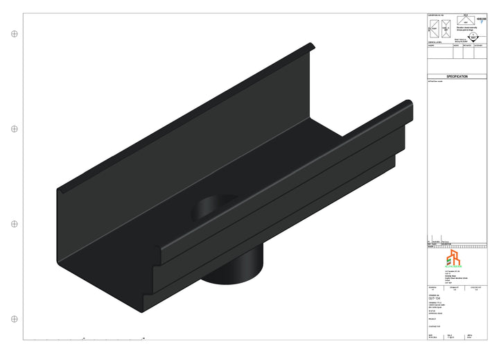 Aluminium Cranked Gutter - Type 11 - Centre Spout - 63 Dia