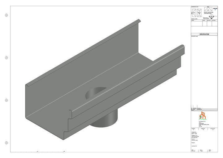 Aluminium Cranked Gutter - Type 11 - Centre Spout - 63 Dia